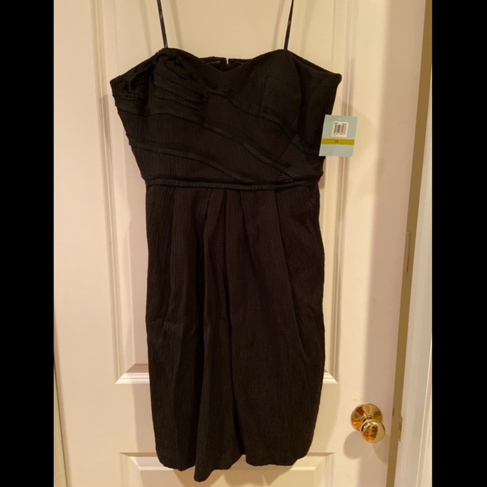 NWT Suzi Chin strapless black cocktail dress 14